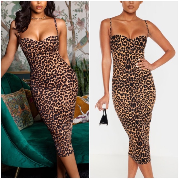 PrettyLittleThing Dresses & Skirts - PLT Pretty Little Thing Compression Leopard Midi Dress